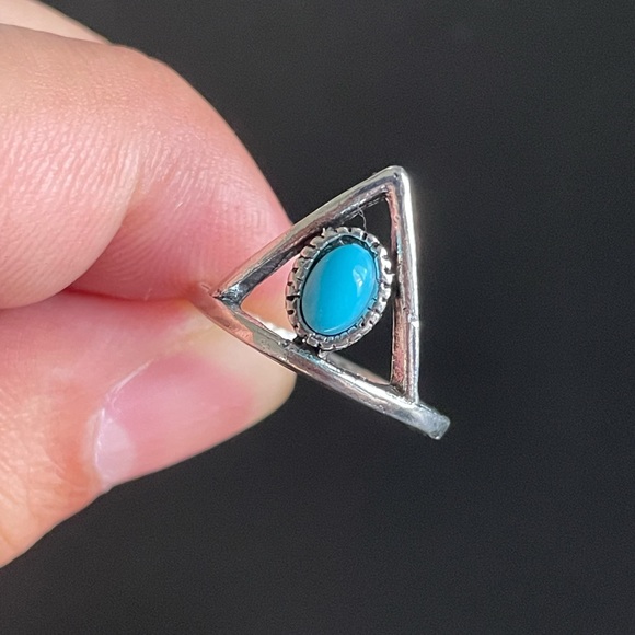 S925 silver turquoise stone statement ring size 6 - Picture 7 of 8